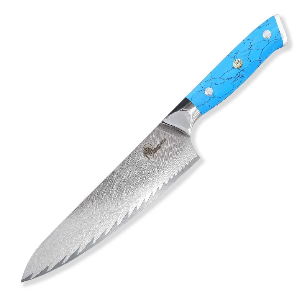 foto N�� kuchy�sk� Chef/Gyuto 210 mm Dellinger Blue Stone Damascus